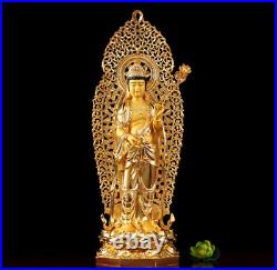 34'' pure bronze red copper gold set Three west Saints Sakyamuni Avalokitesvara