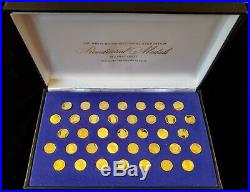 (37) Piece Franklin Mint 24k Solid Gold Pure Presidential Medals Set White House