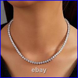 38ct Created Round Cut Diamond 14K White Gold Plated 3 Prong Set Tennis Necklace