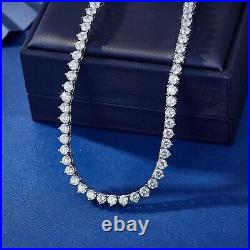 38ct Created Round Cut Diamond 14K White Gold Plated 3 Prong Set Tennis Necklace