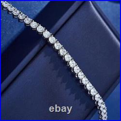 38ct Created Round Cut Diamond 14K White Gold Plated 3 Prong Set Tennis Necklace