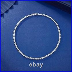 38ct Created Round Cut Diamond 14K White Gold Plated 3 Prong Set Tennis Necklace