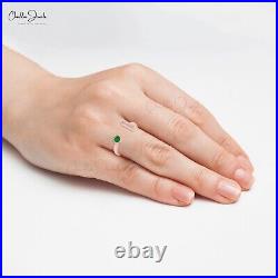 3mm Round Cut Bezel Set Emerald Stack Ring 14k Pure Gold Diamond Adjustable Ring