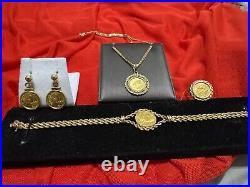 4 Piece Solid Gold 24k Chinese Yuan Gold Coin Jewelry Set