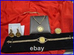 4 Piece Solid Gold 24k Chinese Yuan Gold Coin Jewelry Set