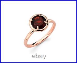 4 Prong Set Dark Red Round Cut Ruby In Pure 10K Rose Gold Solitaire Women's Ring