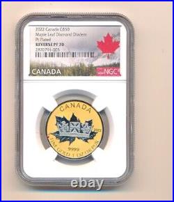 4 Set of 2022 Pure Gold Coins, Diamond Maple Leaf, Canada Coin, Graded, PF70