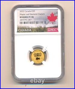 4 Set of 2022 Pure Gold Coins, Diamond Maple Leaf, Canada Coin, Graded, PF70