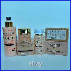 4 sets of Pure-c Egyptian Gold. Set has lotion, serum, soap and face cream