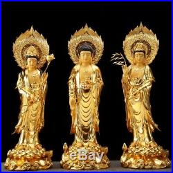 41'' pure bronze red copper gold set Three Western Saints buddha Bodhisattva