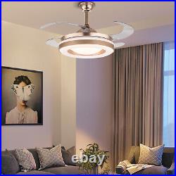 42 Ceiling Fan Light LED Chandelier Invisible Fan Lamp Remote Retractable Blade