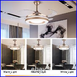 42 Fan Light LED Chandelier Invisible Ceiling Fan Retractable Blade with Remote