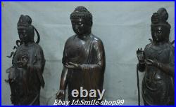 42 Old China Pure Bronze Temple Kwan-Yin Guan Yin Shakyamuni Buddha Statue Set