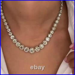 49 Ctw Bezel Set Gradient Diamond 14k White Gold Plated Milgrain Tennis Necklace