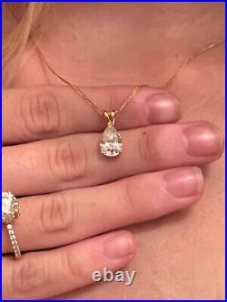 4ct Diamond Jewelry Set Solid 18k Yellow Gold Pear Diamond Pendant Earring SET