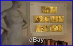 $5-$100 Australian Polymer Banknote Pure Gold Framed Set. Stunning Item. Scarce