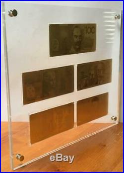 $5-$100 Australian Polymer Banknote Pure Gold Framed Set. Stunning Item. Scarce