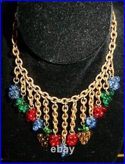 50%off Pure As Just Fallen Snow Antique Gilded Chain Glass Beads Necklace & Ears