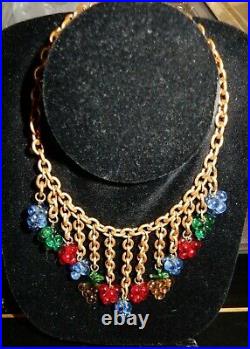 50%off Pure As Just Fallen Snow Antique Gilded Chain Glass Beads Necklace & Ears