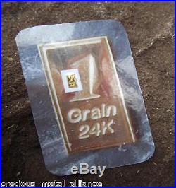 51 Grain Gr. 24k Pure 999.9 Fine Certified Gold Bar Bullion Grand Slam Set