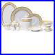 57 Piece Euro Porcelain Gold Greek Key Fine China Dinner Set for 8 Peron White