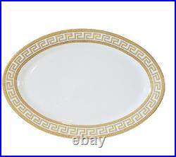 57 Piece Euro Porcelain Gold Greek Key Fine China Dinner Set for 8 Peron White