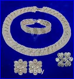 5pc 18k Gold Plate Layer Of Hearts Jewelry Set Made w Cubic Zirconia Crystal