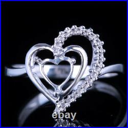 5x5mm Heart Shape Perfect Elegant Jewerly Engagement Wedding Ring 10K White Gold