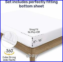 600-Thread-Count Best 100% Cotton Sheets & Pillowcases Set 4 Pc Pure White Ext