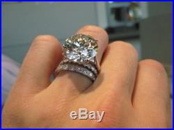 6CT White Round Brilliant Cut Engagement Wedding Ring Set In Pure 10K White Gold