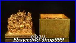 7.4 Ming Dynasty Pure Bronze Gold Fengshui Dragon Loong Beast Seal Signet Set