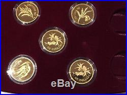 7 x Floral Emblems of Australia. 999 pure Gold Proof Coins Set
