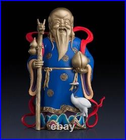 74 cm Chinese pure Brass Gold Fukurokuju 3 Lucky Men God Buddha Statue A set