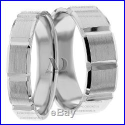 7mm & 5mm Diamond Cut Matching Wedding Band Set Pure 10K Gold Wedding Ring Set