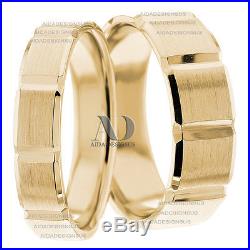 7mm & 5mm Diamond Cut Matching Wedding Band Set Pure 10K Gold Wedding Ring Set