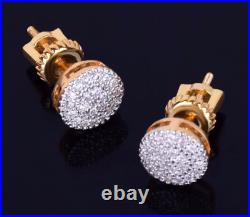 8mm Circle In Pure 10K Rose Gold With Pave Set 0.43CT Moissanites Men's Earrings