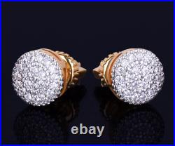 8mm Circle In Pure 10K Rose Gold With Pave Set 0.43CT Moissanites Men's Earrings