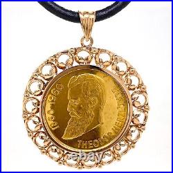 90% Pure Gold Commemorative Theodor Herzl Coin Set in 14K Rose Gold Pendant