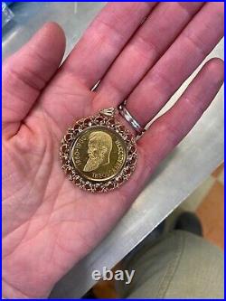 90% Pure Gold Commemorative Theodor Herzl Coin Set in 14K Rose Gold Pendant