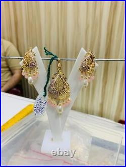 916 Hallmark Jadau Jewelry Set With Earring 11 Grm Gold Moti Piroyi Pearl Women