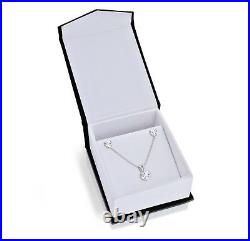 925 Pure Silver Earring Necklace Set With 18 Silver Chain Over 14K Gold Finish