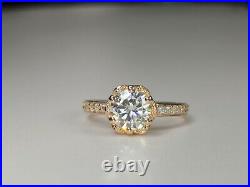 9ct Gold 1.20ct Pure Moissanite Solitaire Engagement Ring Tulip Setting