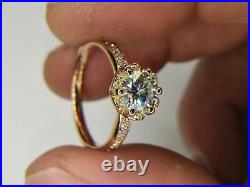 9ct Gold 1.20ct Pure Moissanite Solitaire Engagement Ring Tulip Setting