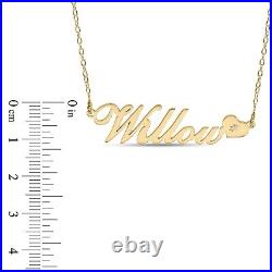 9ct Gold personalised nameplate with heart and diamond set, perfect gift for her