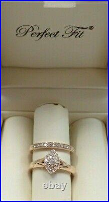 9ct Rose Gold Perfect Fit Diamond Bridal Set Size I 3/4