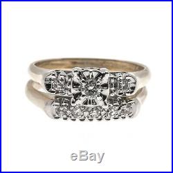 A Perfect Match Vintage 14K Gold Diamond Wedding Set