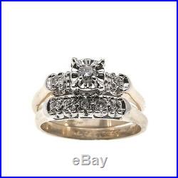 A Perfect Match Vintage 14K Gold Diamond Wedding Set