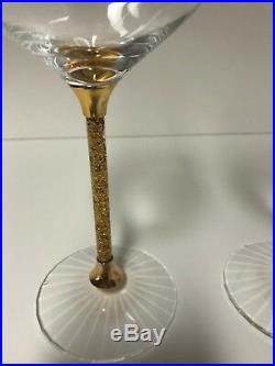 AARYA 24KT by VVIOLA WINE GLASSES WITH PURE GOLD CRUSH STEMS set of 2