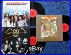 AEROSMITH PURE GOLD FROM ROCK AND ROLL'S GOLDEN BOYS 3 ALBUM BOX SET PROMO LP's