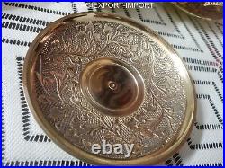 ANTIQUE Cup and Saucer Set of 6 GOLDEN DIWALI GIFT VINTAGE PURE BRASS